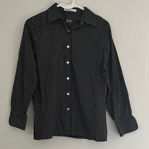 Foxcroft Black Polka Dot Button-Down Shirt